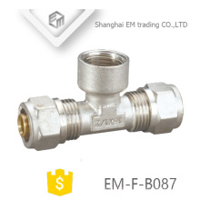 EM-F-B087 16x1 / 2 &quot;encaixe de tubulação de latão de compressão rosca fêmea Tee